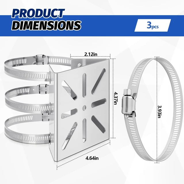 Alt view image 2 of 6 - MorningRo 3 Pcs Universal Vertical Pole Mount for Security Camera WallMount | Stainless Steel Bracket with 6 Loop Metal Pole Bracket for CCTV Camera Indoor Outdoor Solar Panel LED Wall/ Stage Light
