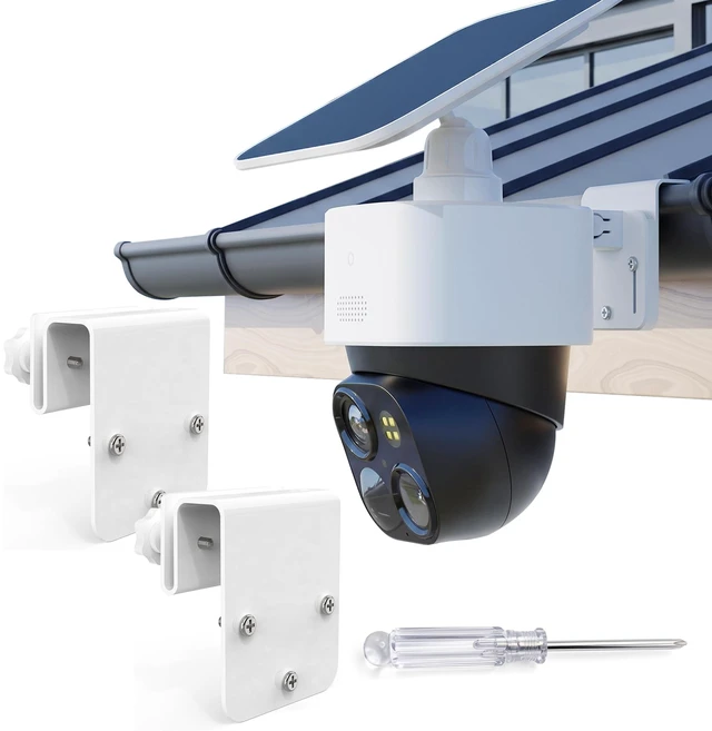 Main image of 2 Pack Gutter Mount Bracket Compatible with Eufy Security SoloCam S340/SoloCam E30/E42 Stainless Steel Gutter Mount for Solar Security Camera, No-Drill Installation