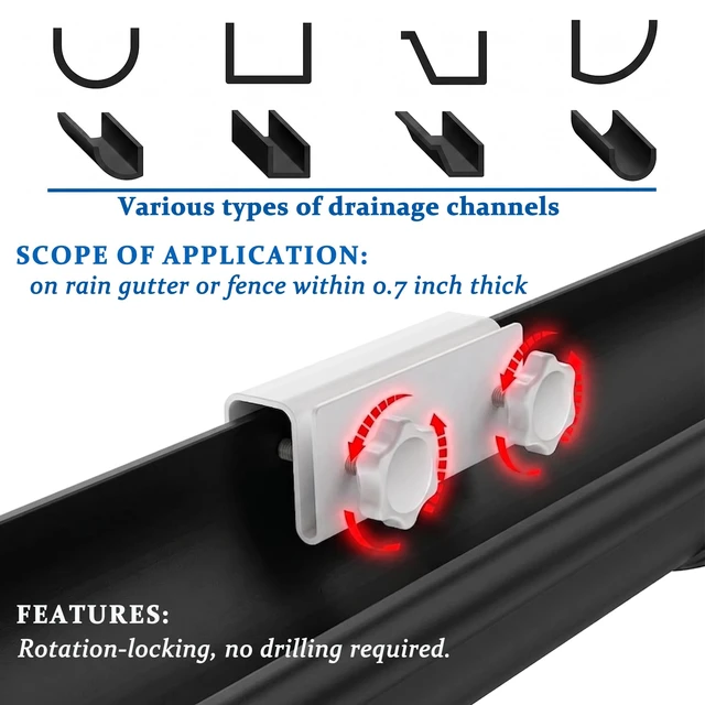 Alt view image 3 of 7 - 2 Pack Gutter Mount Bracket Compatible with Eufy Security SoloCam S340/SoloCam E30/E42 Stainless Steel Gutter Mount for Solar Security Camera, No-Drill Installation