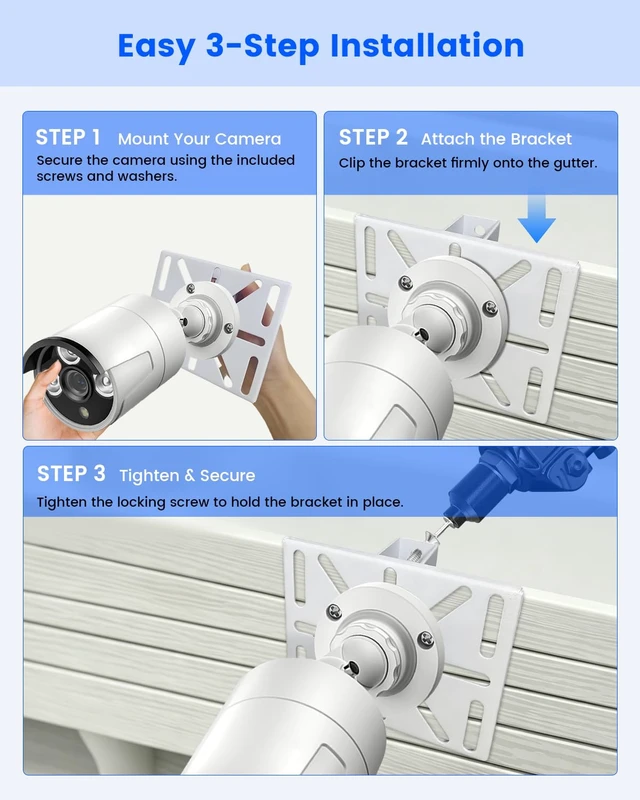 Alt view image 5 of 7 - Durable Steel Security Camera Gutter Mount Bracket, Universal Gutter Mount | Anti-Slip Grip, Secure Hold, Heavy Duty Steel, Wide Camera Fit, Rust Resistant, Easy Adjustment