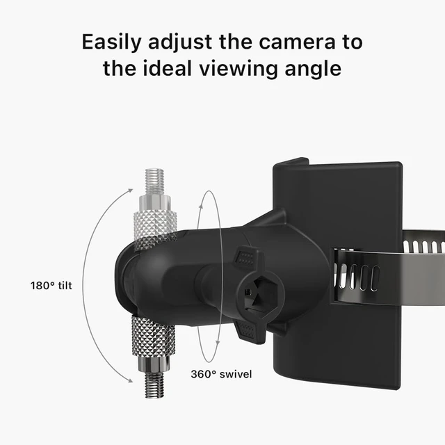 Alt view image 4 of 7 - Holicfun Outdoor Security Camera Pole Mount, White | Universal 1/4"-20 bracket for Ring/Blink/Arlo/Wyze cameras & more, fits 1.5"-5.9" diameter poles, no-drill, adjustable angle