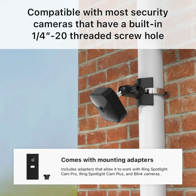 Alt view image 5 of 7 - Holicfun Outdoor Security Camera Pole Mount, White | Universal 1/4"-20 bracket for Ring/Blink/Arlo/Wyze cameras & more, fits 1.5"-5.9" diameter poles, no-drill, adjustable angle