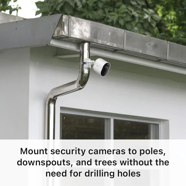 Alt view image 2 of 7 - Holicfun Outdoor Security Camera Pole Mount, White | Universal 1/4"-20 bracket for Ring/Blink/Arlo/Wyze cameras & more, fits 1.5"-5.9" diameter poles, no-drill, adjustable angle