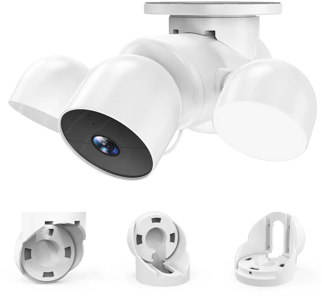 Main image of MSAFF® Eave Mount for Google Nest Floodlight Camera, Nest Cam Mount, White | 90° Soffit Adapter for Google Nest Cam with Floodlight. ABS Ceiling Bracket, Rust Free, Weatherproof Outdoor Camera Mount