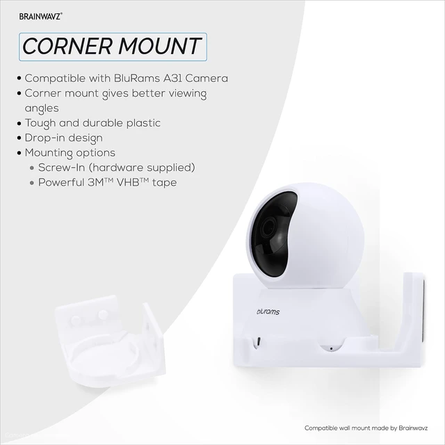 Alt view image 6 of 7 - Corner Wall Mount for Blurams A31 2K Security Camera, Adhesive Security Camera Holder Bracket, Reduce Blind Spots & Clutter, Adhesive & Screw-in Mounting - Easy to Install (White)