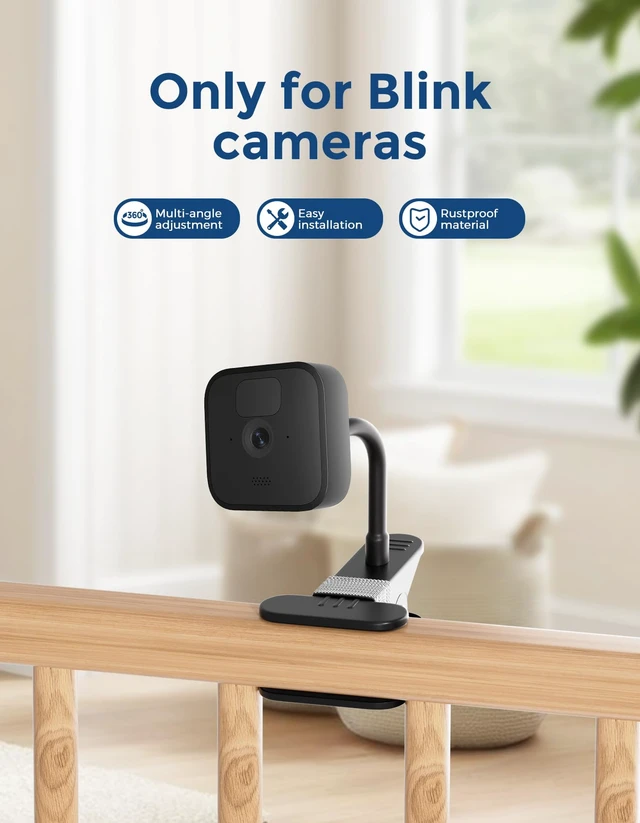 Alt view image 3 of 7 - Universal No-Drill Camera Clip Mount for Ring, Blink, Eufy, Google Nest, Wyze & Arlo Cameras, 20cm Adjustable Gooseneck Clamp Stand for Indoor Outdoor Security Cameras (2 Pack, Black)