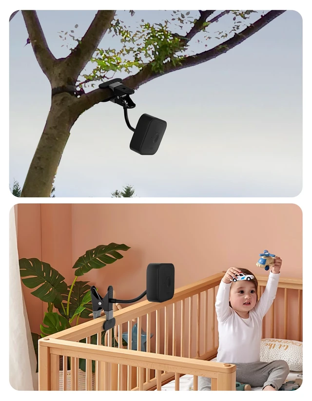 Alt view image 6 of 7 - Universal No-Drill Camera Clip Mount for Ring, Blink, Eufy, Google Nest, Wyze & Arlo Cameras, 20cm Adjustable Gooseneck Clamp Stand for Indoor Outdoor Security Cameras (2 Pack, Black)