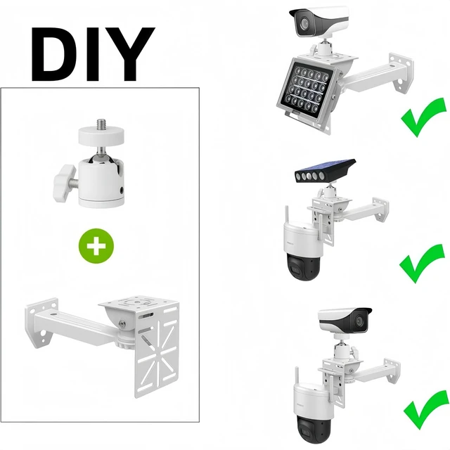 Alt view image 2 of 7 - Security Camera Mount System - Modular 3-in-1 Adjustable Outdoor/ Indoor Bracket for Wall/Ceiling Flat Surface Mounting | Fit CCTV, Flood Lights, Solar Panels