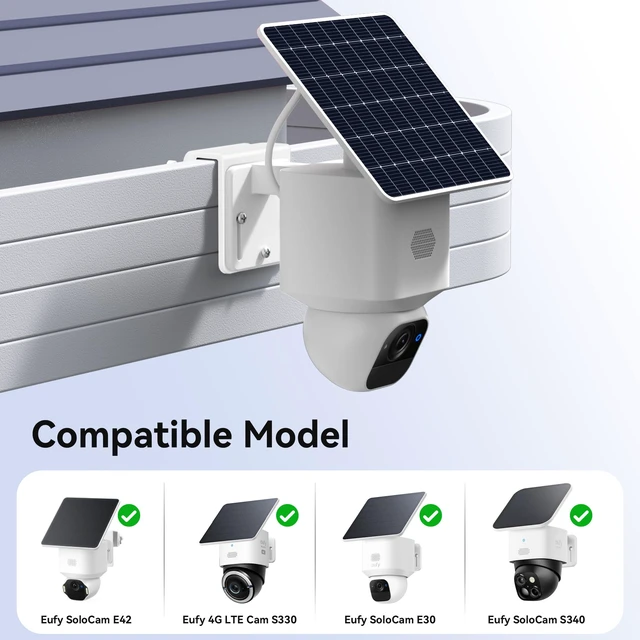 Alt view image 2 of 7 - 2 Pack Gutter Mount Bracket for Eufy Security SoloCam S340/E30/E42 and 4G LTE Cam S33, Stainless Steel Gutter Mount for Solar Security Camera, No-Drill Installation