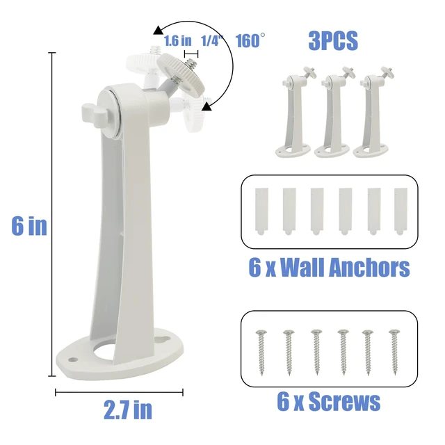 Alt view image 3 of 7 - 3Pack Extremely Long 6 in Camera Mount for eufyCam 2C/2C Pro, 3C/S300, for Ring Camera, for SoloCam S220/C210, Adjustable Wall Mount Brackets Indoor/Outdoor, Aluminum Alloy Rust-Proof and Durable