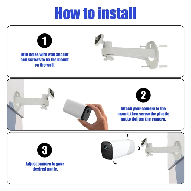 Alt view image 5 of 7 - 3Pack Extremely Long 6 in Camera Mount for eufyCam 2C/2C Pro, 3C/S300, for Ring Camera, for SoloCam S220/C210, Adjustable Wall Mount Brackets Indoor/Outdoor, Aluminum Alloy Rust-Proof and Durable