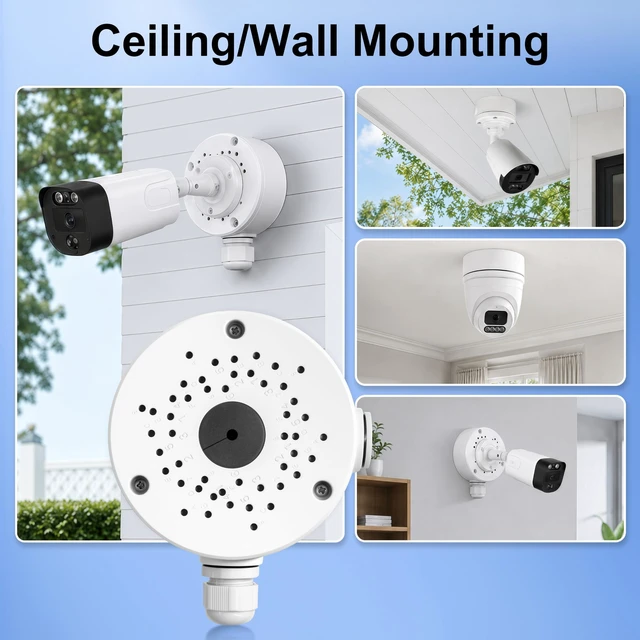 Alt view image 7 of 7 - BHVSON Metal Universal Round Junction Box Mount Bracket(3 Pack) | for Security Camera,IP66 Weatherproof Camera Junction Box Base for Wall Ceiling Installation