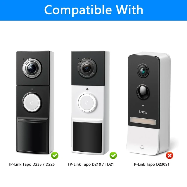 Alt view image 4 of 7 - VOMENC Adjustable 0 to 45 Degree Left and Right Angle Mount Compatible with Tapo TP-Link Smart Video Doorbell D210/D225/D235/TD21 Camera (Black)