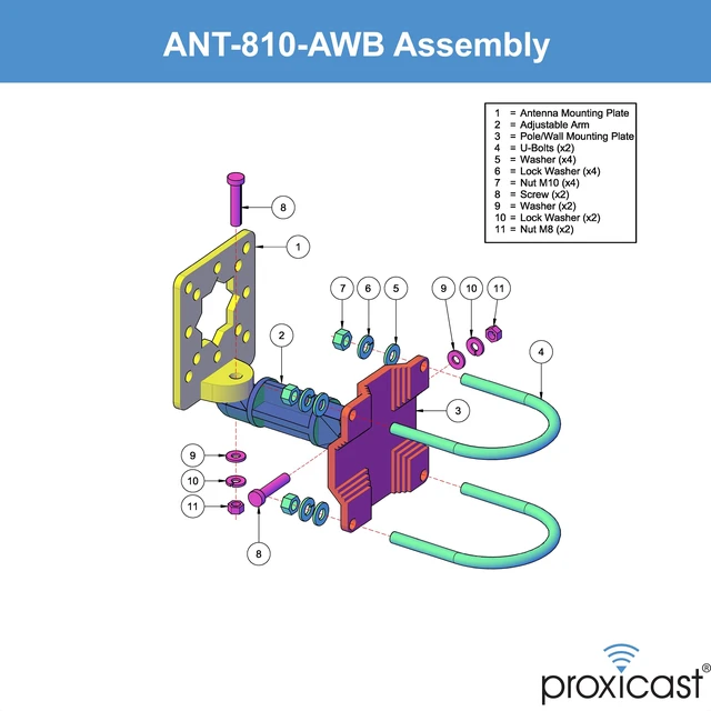 Alt view image 7 of 7 - Proxicast Adjustable Outdoor Universal Wall/Pole Mount Articulated Bracket | Swivel/Tilt Mount for Antennas, Cameras, Lights, Speakers, etc, **Not for Mounting TVs or Monitors** - ANT-810-AWB