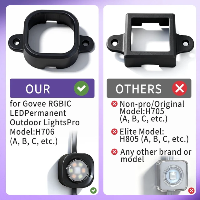 Alt view image 3 of 7 - 95 Pcs Light Mounting Clips Set for Govee Pro H706 Permanent Outdoor Lights | Compatible with H706A H706B H706C Outdoor Lights Extension Mounting Brackets Screws Kit, Replace Adhesive (Black)