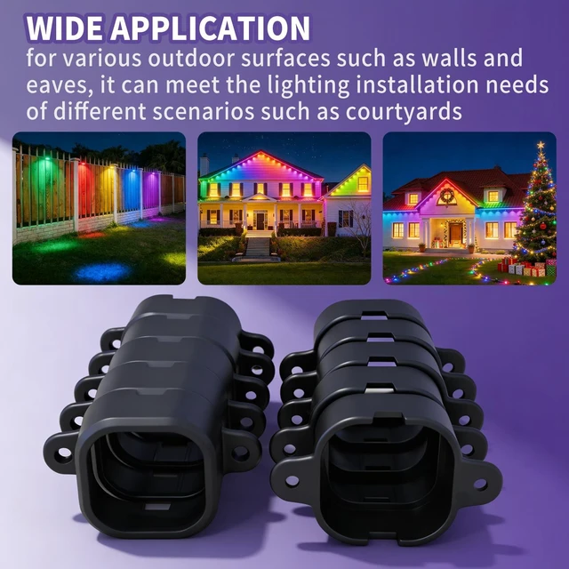 Alt view image 5 of 7 - 95 Pcs Light Mounting Clips Set for Govee Pro H706 Permanent Outdoor Lights | Compatible with H706A H706B H706C Outdoor Lights Extension Mounting Brackets Screws Kit, Replace Adhesive (Black)