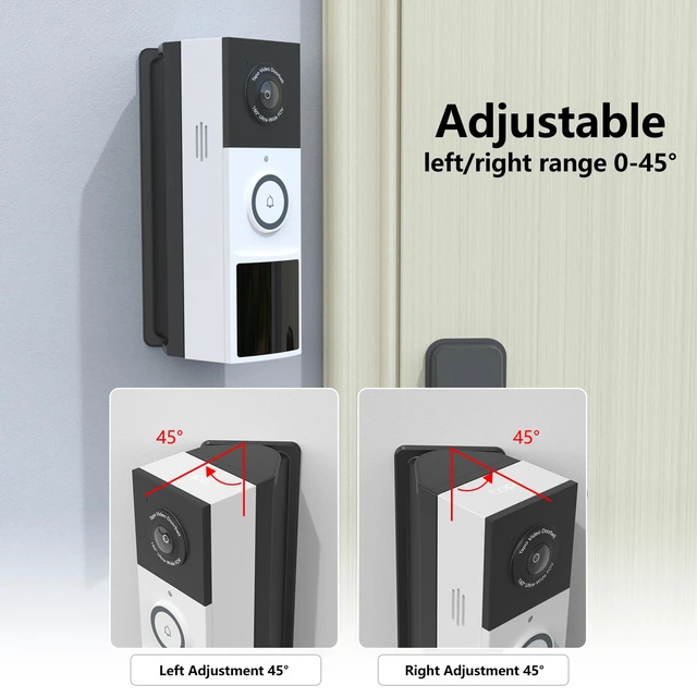 Alt view image 3 of 7 - VOMENC Adjustable 0 to 45 Degree Left and Right Angle Mount Compatible with Tapo TP-Link Smart Video Doorbell D210/D225/D235/TD21 Camera (Black)