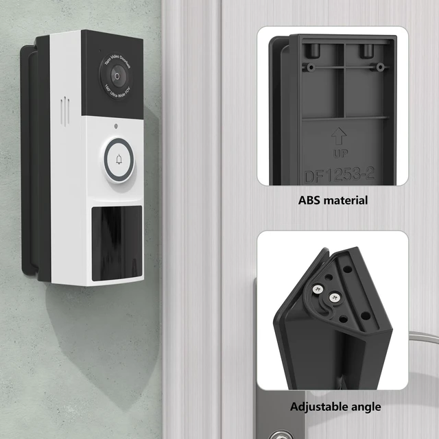 Alt view image 6 of 7 - VOMENC Adjustable 0 to 45 Degree Left and Right Angle Mount Compatible with Tapo TP-Link Smart Video Doorbell D210/D225/D235/TD21 Camera (Black)