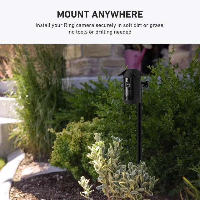 Alt view image 2 of 7 - Holicfun Stake Mount with Silicone Cover for Ring Outdoor Cam Plus Battery | Heavy-duty 21-inch metal ground stand, protective silicone skin, easy no-drill installation, black