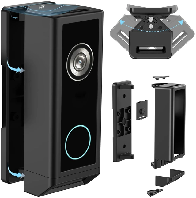 Main image of Doorbell Mount Bracket For Eufy E340 Doorbel Adjustable Mount | Anti-Theft Bracket Doorbell Mount Adjustable Mount 45° Left & Right Not Block Motion Sensor & Night Vision Angle Mount-Black