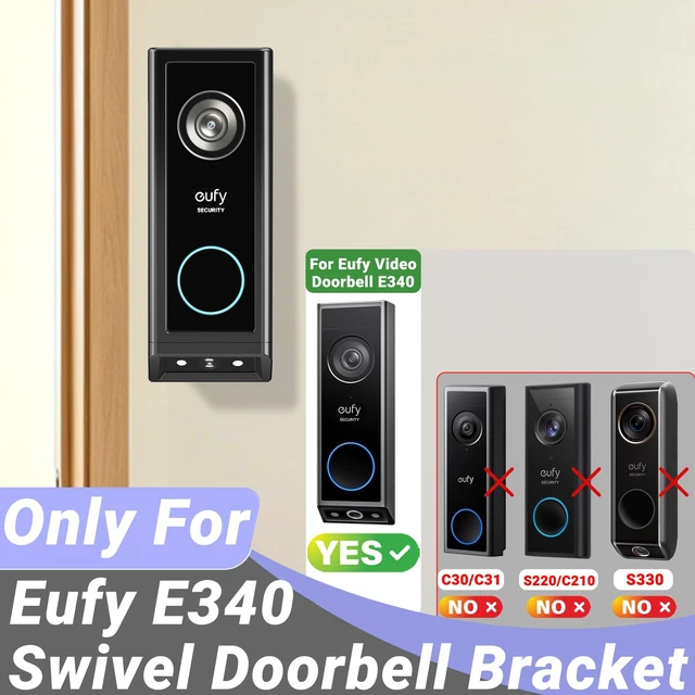 Alt view image 2 of 7 - Doorbell Mount Bracket For Eufy E340 Doorbel Adjustable Mount | Anti-Theft Bracket Doorbell Mount Adjustable Mount 45° Left & Right Not Block Motion Sensor & Night Vision Angle Mount-Black