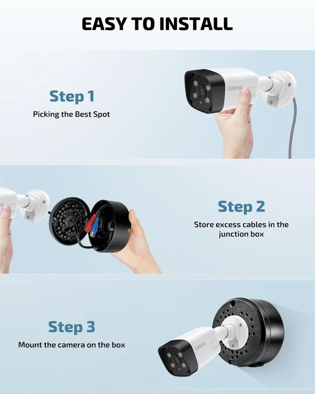 Alt view image 3 of 7 - Universal Security Camera Junction Box, Security Camera Mount Enclosure | Fits Bullet Surveillance Cameras, Cable Concealment Boxes, Easy Installation