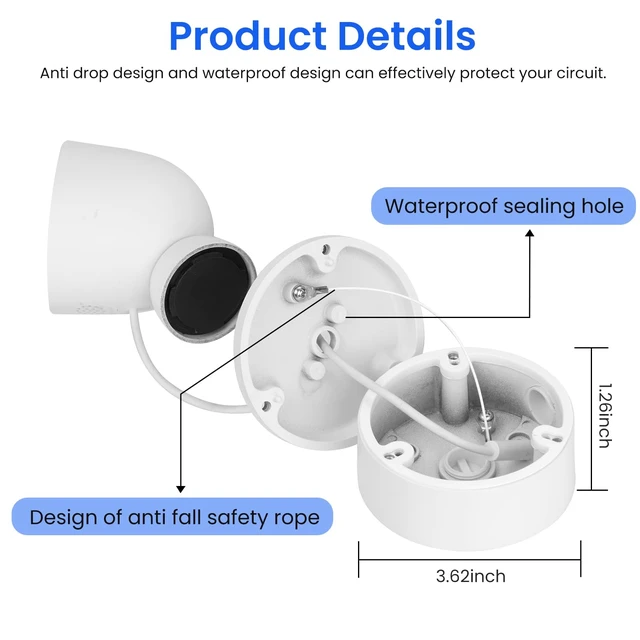 Alt view image 4 of 7 - Metal Junction Box Mount Compatible with Google Nest Camera (Wired, 2nd Gen), Nest Cam 2nd Gen Accessory with Weatherproof Hidden Cable Management Aluminum Alloy Conduit Base