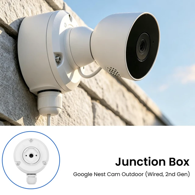Alt view image 6 of 7 - Metal Junction Box Mount Compatible with Google Nest Camera (Wired, 2nd Gen), Nest Cam 2nd Gen Accessory with Weatherproof Hidden Cable Management Aluminum Alloy Conduit Base