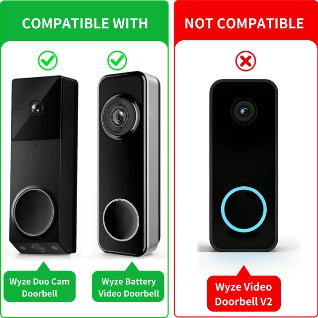 Alt view image 2 of 7 - Anti-Theft Doorbell Mount for Wyze Doorbell Camera, No Drill Video Doorbell Mount Adjustable Mounting Bracket for Wyze Duo Cam Video Doorbell, Door Camera Mount for Rentals, Apartment Door Security