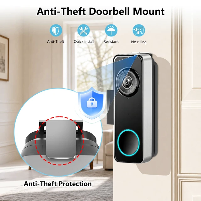 Alt view image 3 of 7 - Anti-Theft Doorbell Mount for Wyze Doorbell Camera, No Drill Video Doorbell Mount Adjustable Mounting Bracket for Wyze Duo Cam Video Doorbell, Door Camera Mount for Rentals, Apartment Door Security