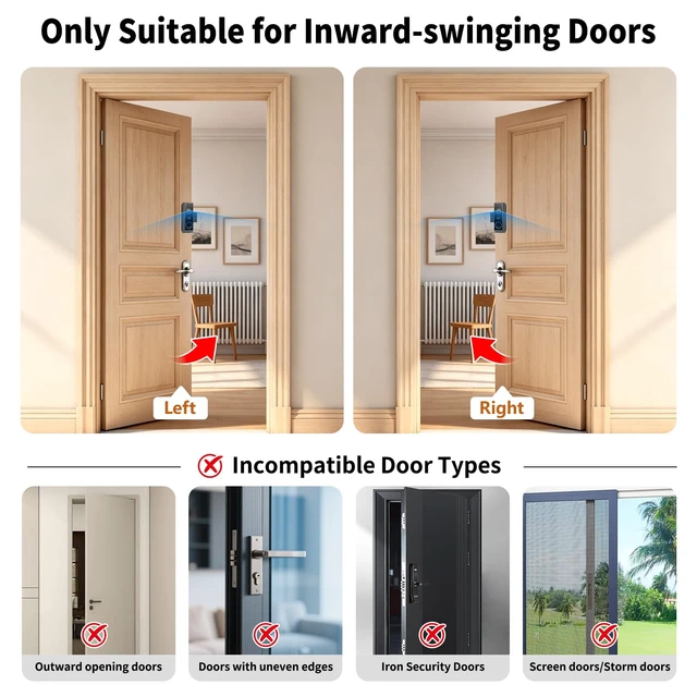 Alt view image 4 of 7 - Anti-Theft Doorbell Camera Mount for Eufy Doorbell E340/C30/C31, No Drill Door Camera Mount for Eufy E340, Metal Door Camera Holder for Inward-Opening Doors, Suitable for Apartments, Rentals and Homes