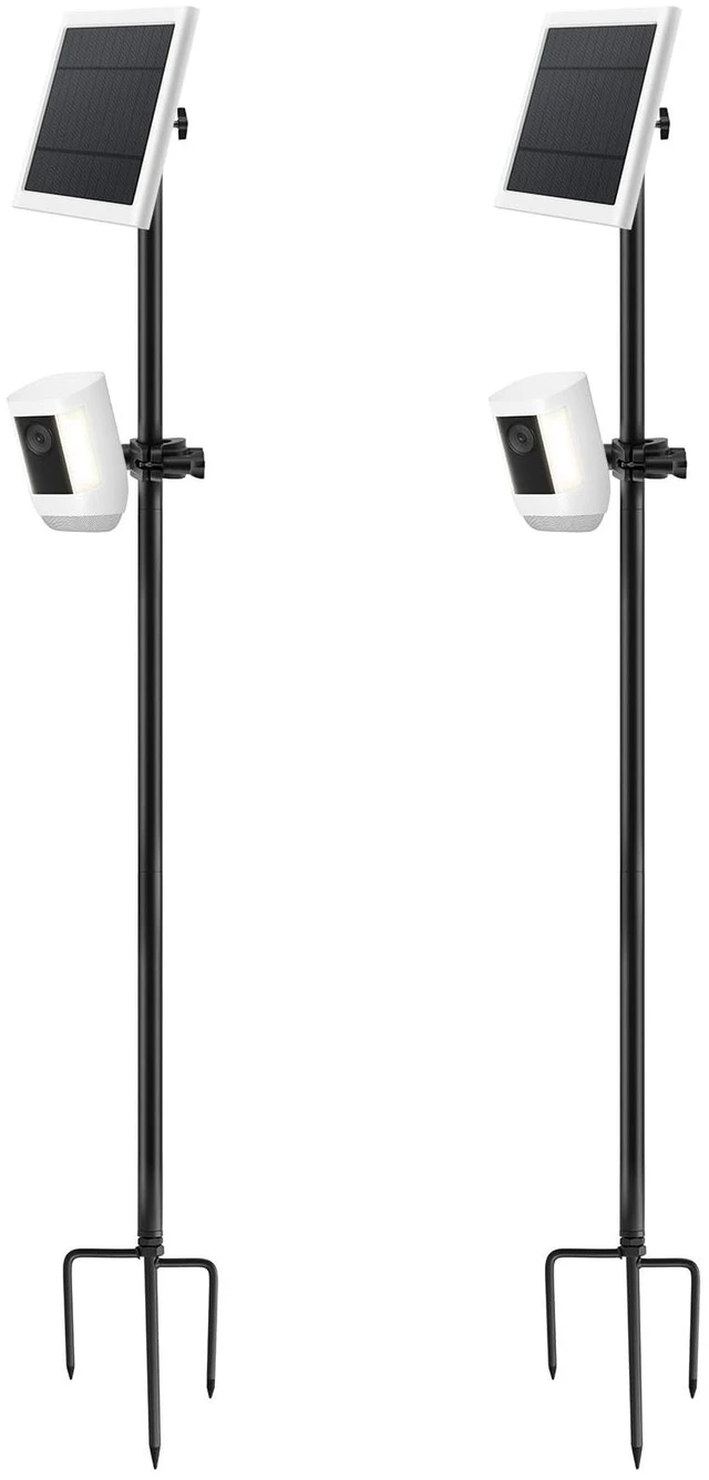 Main image of Ground Stake Mount Stand with Solar Panel Bracket, 2 Pack Universal Camera Holder Compatible with Ring, Blink, Arlo, Eufy, Wyze, Google Nest, Simplisafe, for Outdoor Cameras & Solar Panels