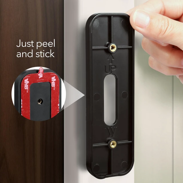 Alt view image 2 of 7 - Wasserstein No-Drill Mount Compatible with Blink Video Doorbell 1st Gen & 2nd Gen - Adhesive Wall Mount/Mounting Bracket for Blink Doorbell (Black)
