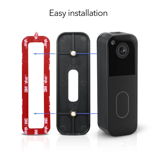 Alt view image 5 of 7 - Wasserstein No-Drill Mount Compatible with Blink Video Doorbell 1st Gen & 2nd Gen - Adhesive Wall Mount/Mounting Bracket for Blink Doorbell (Black)