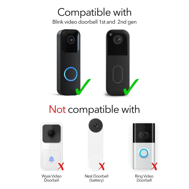 Alt view image 7 of 7 - Wasserstein No-Drill Mount Compatible with Blink Video Doorbell 1st Gen & 2nd Gen - Adhesive Wall Mount/Mounting Bracket for Blink Doorbell (Black)