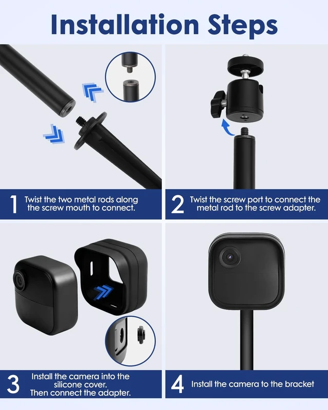 Alt view image 6 of 7 - 2Pack Camera Ground Stake Mount for Blink Outdoor 4/ 2K+ (2025 Model), Metal Spike Pole Mount with Weatherproof Silicone Case for Blink Gen 4 Outdoor Camera/2K+