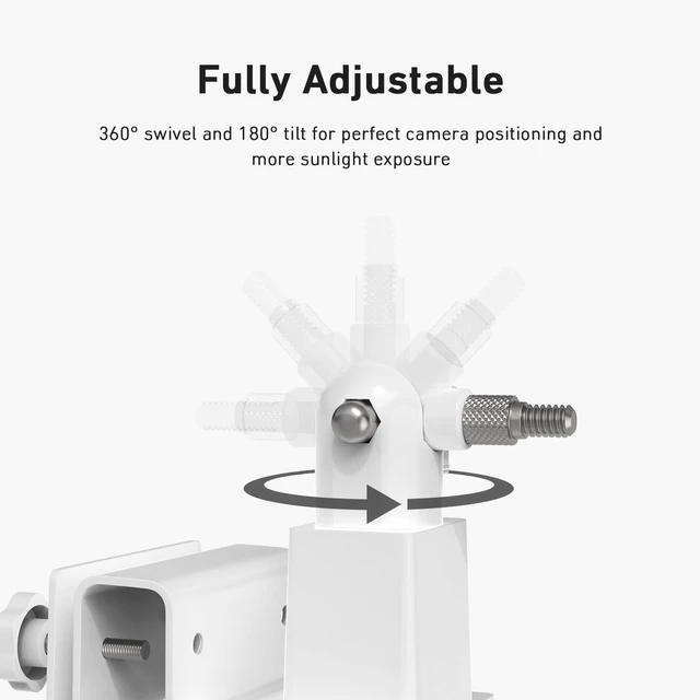 Alt view image 4 of 6 - Holicfun 2-in-1 Gutter Mount for Outdoor Cameras and Solar Panels, White | Universal 1/4"-20 threaded bracket for Ring, Arlo & more solar panels & cams, no-drill, fits K-Style, Box & Fascia gutters