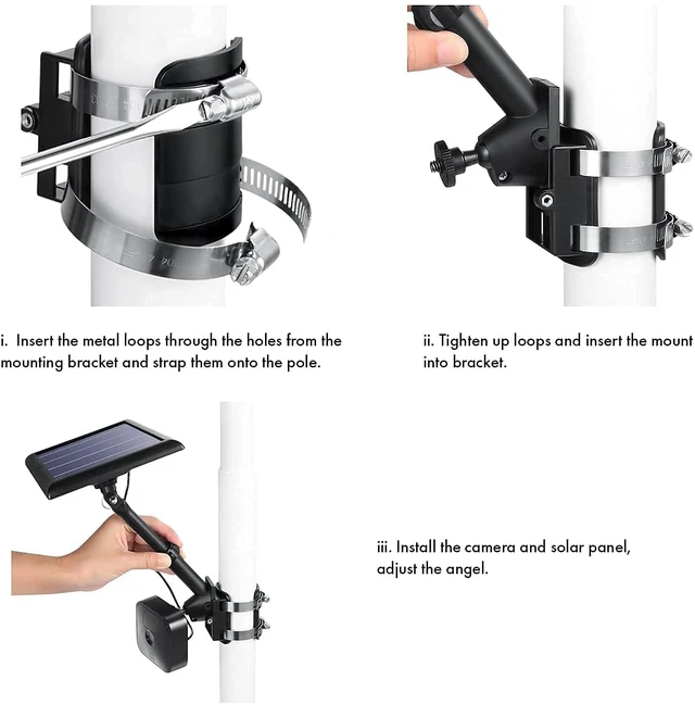 Alt view image 4 of 7 - Wasserstein 2-in-1 Universal Pole Mount for Camera & Solar Panel Compatible with Wyze, Blink, Ring, Arlo, Eufy Camera (White)
