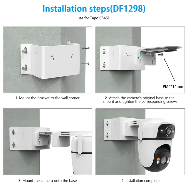 Alt view image 6 of 7 - Koroao Corner Mount Bracket for TP-Link Tapo Security Cameras | Wide Compatibility Tapo C660 C615F C645D C402 C403 C460 C425 C630 C411 C610 TC82 TC90 TC85 KIT C675D KIT & Tapo A201 Camera.