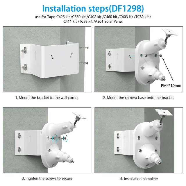 Alt view image 7 of 7 - Koroao Corner Mount Bracket for TP-Link Tapo Security Cameras | Wide Compatibility Tapo C660 C615F C645D C402 C403 C460 C425 C630 C411 C610 TC82 TC90 TC85 KIT C675D KIT & Tapo A201 Camera.