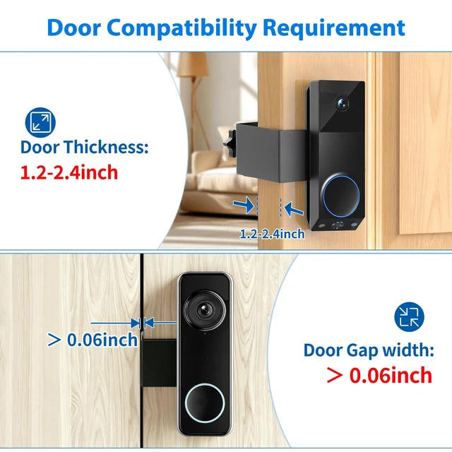 Alt view image 4 of 7 - Anti-Theft Doorbell Mount for Wyze Doorbell Camera, No Drill Video Doorbell Mount Adjustable Mounting Bracket for Wyze Duo Cam Video Doorbell, Fully Metal Door Camera Mount for Home Apartment Rentals