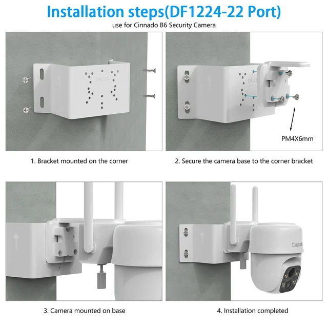 Alt view image 4 of 7 - Koroao Corner Bracket Mount Kit for Cinnado B6 Security Camera, Outdoor Camera Bracket Compatible with 2K Home Camera Wireless Solar AccessoriesWhite