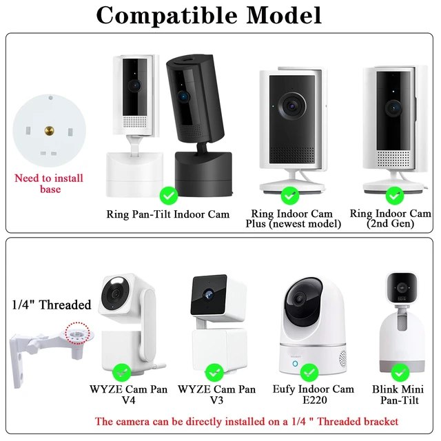 Alt view image 2 of 7 - Wall Mount Compatible with Ring Pan-Tilt Indoor Cam/Indoor Cam Plus,Blink Mini Pan-Tilt Camera,180° Adjustable Angle Camera Holder Bracket,Ceiling Mount Stand for Surveillance Outdoor Indoor,2 Pack