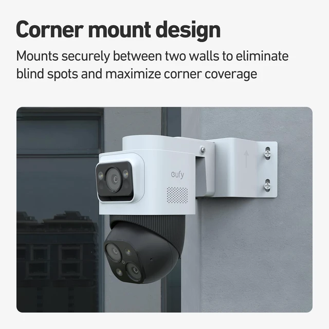 Alt view image 2 of 6 - Holicfun Wall Corner Mount for Eufy PoE Bullet-PTZ Cam S4 and eufyCam S4 | Outside corner mounting bracket, maximizes PTZ angle to 270°, weatherproof aluminum alloy, hardware included