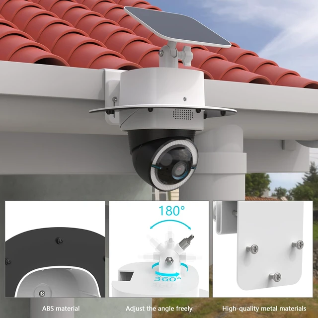 Alt view image 3 of 7 - Koroao Rain Sun Shield Cover with Adjustable Solar Panel Gutter Mount for Eufy 4G LTE Cam S330,All-in-One ABS Cover Housing Bracket for Camera and Solar Panel (Gutter Mounting)