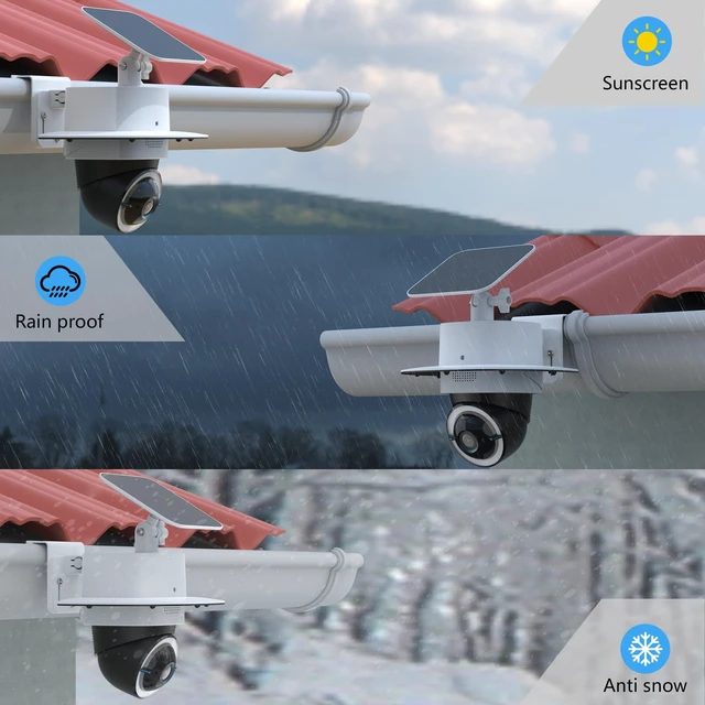 Alt view image 5 of 7 - Koroao Rain Sun Shield Cover with Adjustable Solar Panel Gutter Mount for Eufy 4G LTE Cam S330,All-in-One ABS Cover Housing Bracket for Camera and Solar Panel (Gutter Mounting)