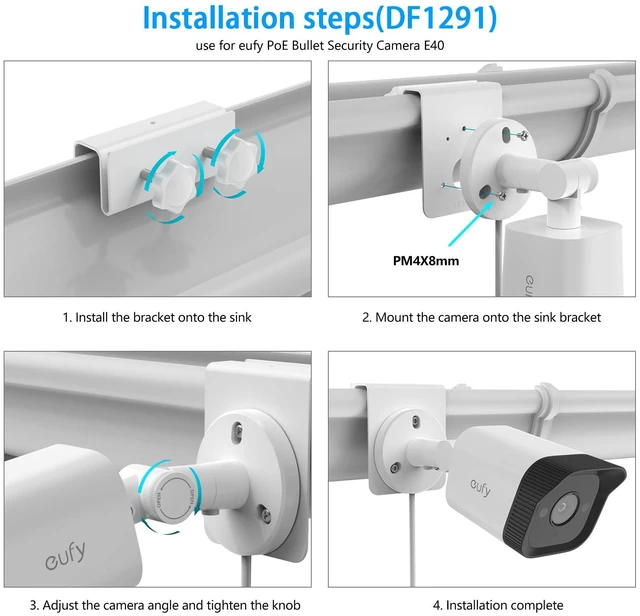Alt view image 7 of 7 - Lyeiaa Gutter Mount Bracket for eufy PoE NVR Security System S4 Max, eufyCam S4 and eufy PoE Bullet Security Camera E40 Gutter Bracket
