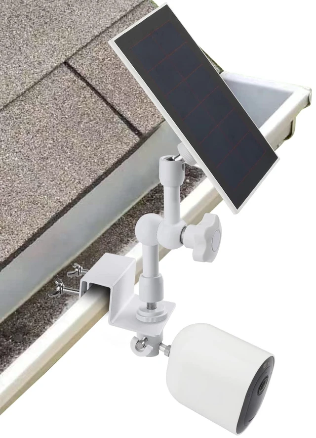 Main image of ALERTCAM 2-in-1 Weatherproof Gutter Mount for Arlo Solar Panel and Arlo Pro 6/Pro 5S/Pro 4/Pro 3/Ultra Security Camera, Perfect Angle to Get Adequate Sunlight - White