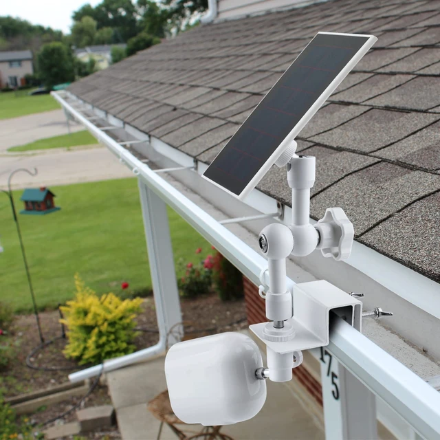 Alt view image 5 of 7 - ALERTCAM 2-in-1 Weatherproof Gutter Mount for Arlo Solar Panel and Arlo Pro 6/Pro 5S/Pro 4/Pro 3/Ultra Security Camera, Perfect Angle to Get Adequate Sunlight - White