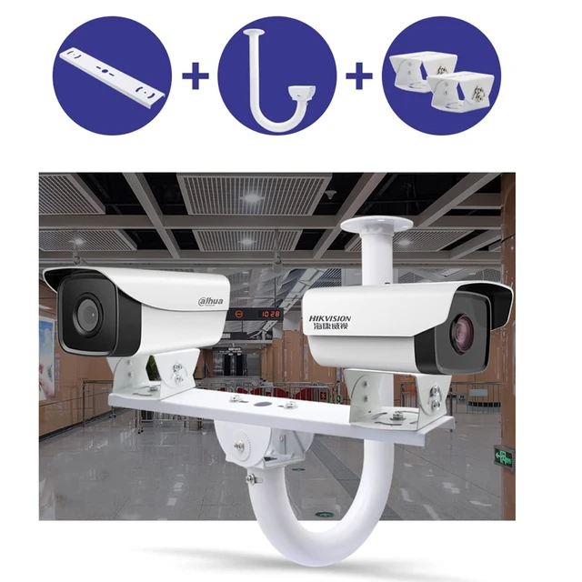Alt view image 4 of 7 - Rosebe Dual Mount Arm J Type Base Bracket for CCTV Cameras,Metal 2 Base Bracket Horizontal Cross Bar Dual Camera Mount Bracket J Shape Wall Mounting Bracket